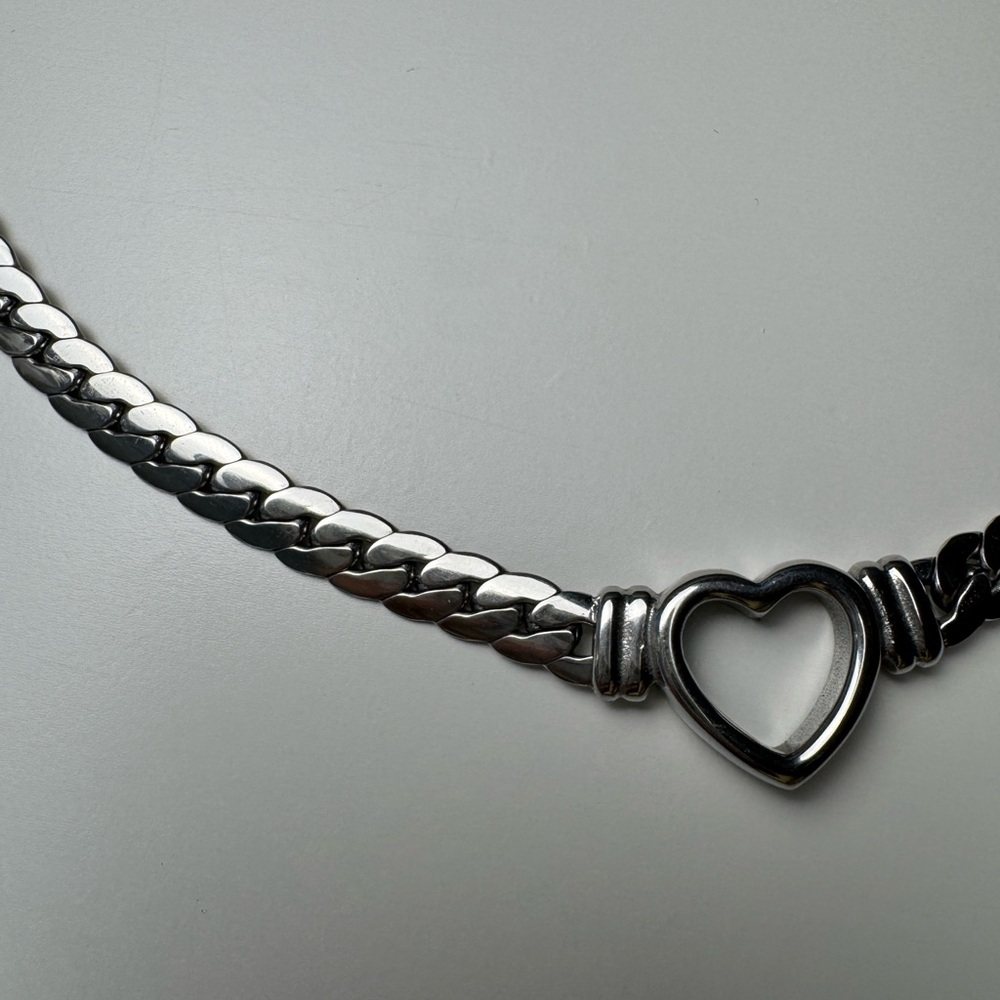 New Silver Heart Glamour Chain Necklace - Picture 7 of 8